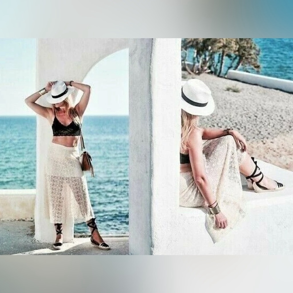 ZARA ECRU GUIPURE LACE
LAYERED A-LINE LONG SKIRT bloggers favourite - Picture 5 of 13